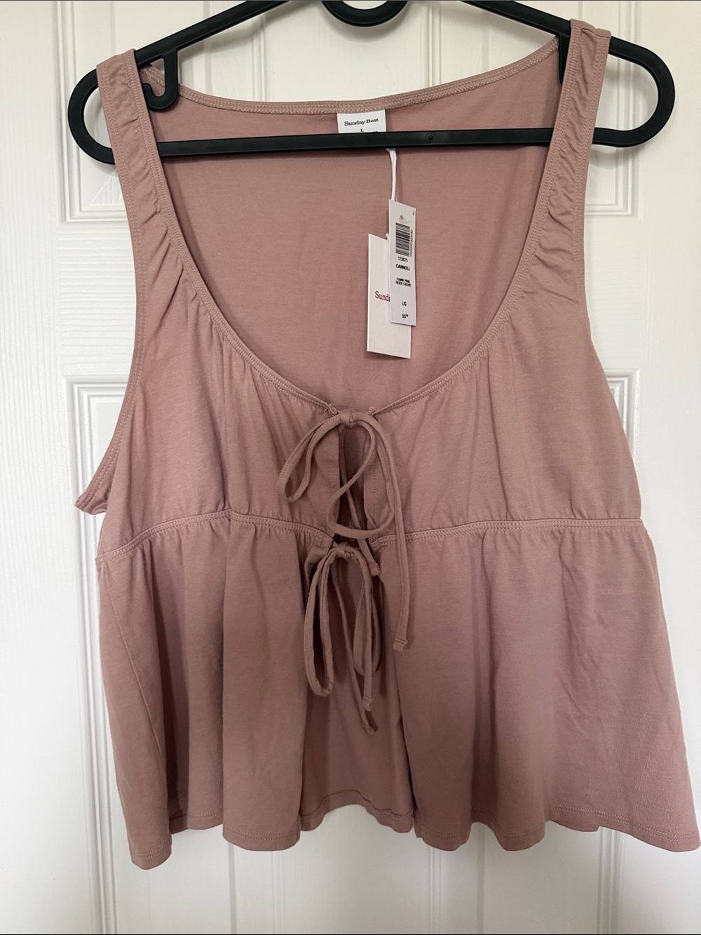Aritzia Dusty Rose Tiered Tie-Front Tank